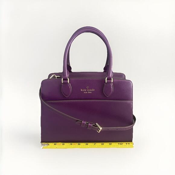 Kate Spade Ripe Plum Madison Saffiano Leather Medium Purple Bag Satchel EUC - Picture 4 of 15